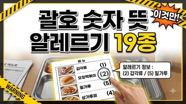 급식 식단표 괄호 숫자 뜻 — 알레르기 표시번호 1~19