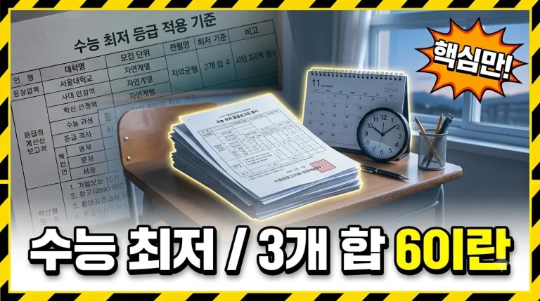 수능 최저학력기준 — 등급 합 계산법과 전형별 적용표