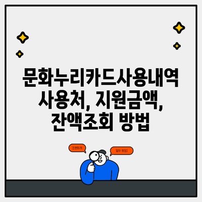 문화누리카드사용내역 사용처, 지원금액, 잔액조회 방법