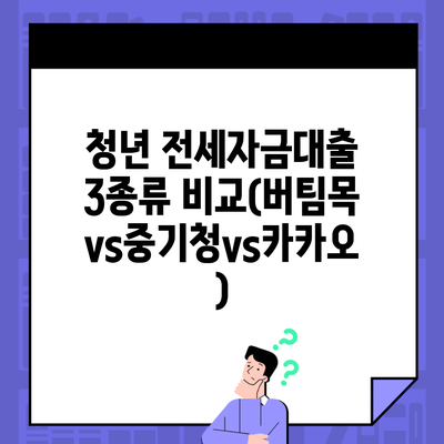 청년 전세자금대출 3종류 비교(버팀목vs중기청vs카카오)