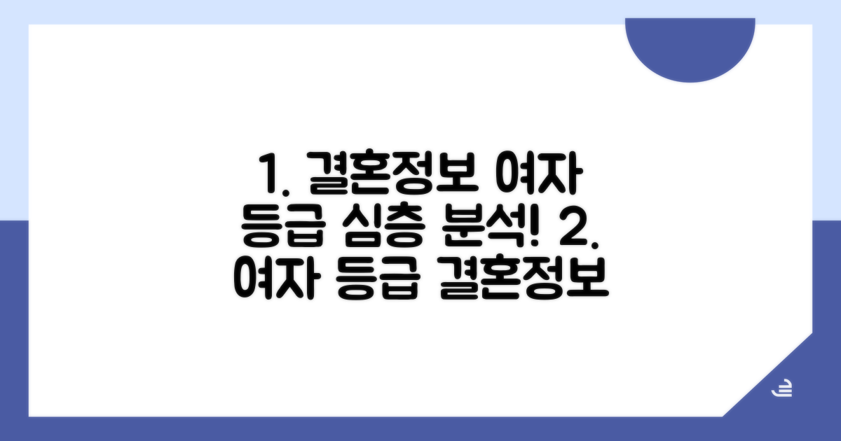 결혼정보회사 여자 등급 심층 분석