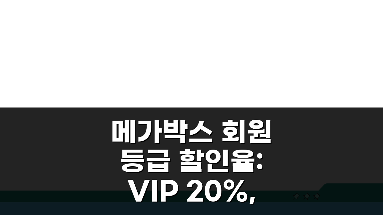메가박스 회원 등급 할인율: VIP 20%, VVIP 30% 혜택 완벽 분석